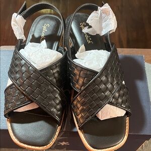 Splendid Black Woven Cross-Strap Slingback Sandals.  Size: 7.5